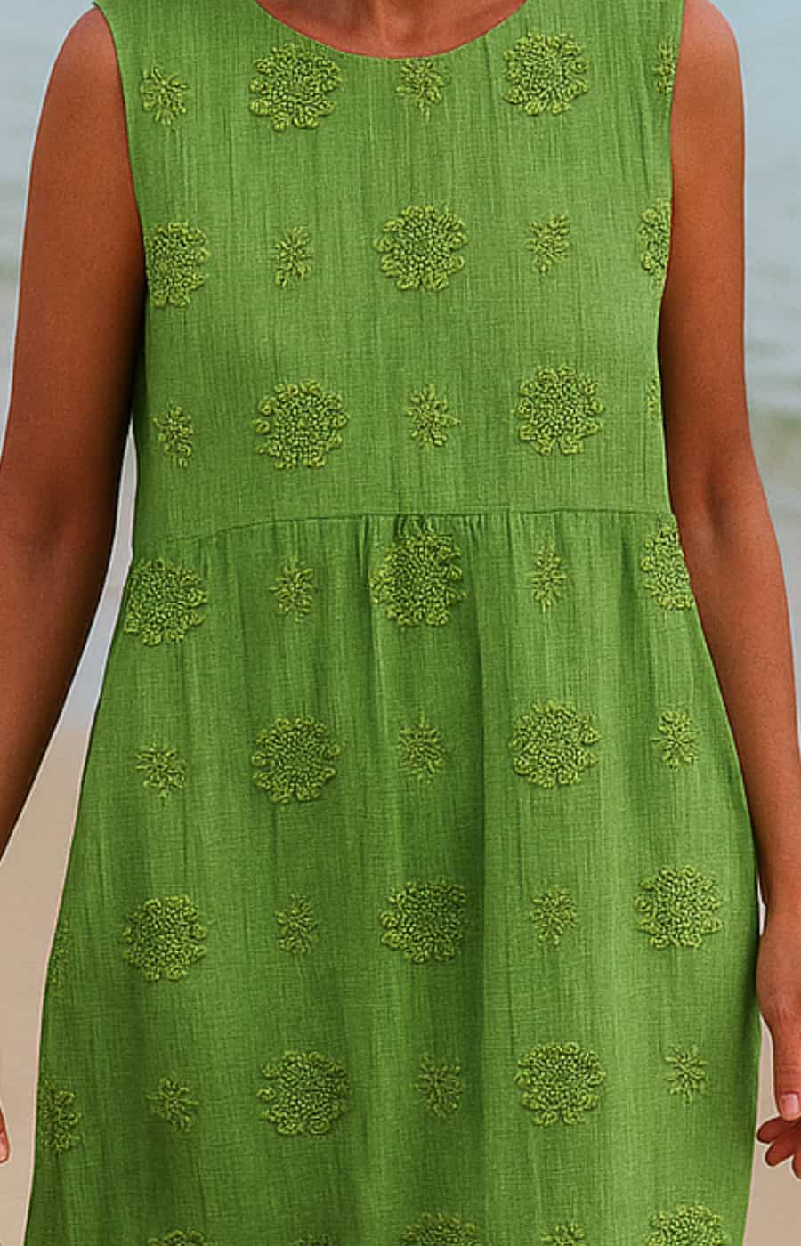 Camina™ | Embroidered Midi Dress with Natural Pockets
