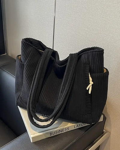 Naya™ | Ribbed Tote Bag with Cord Detail