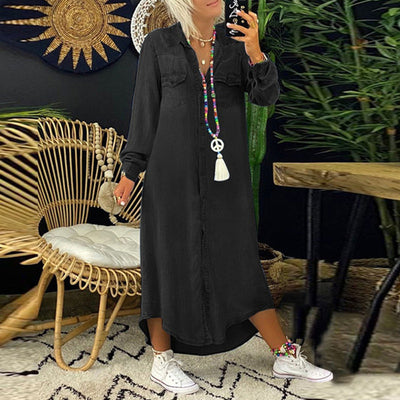 Celina™ | Long-Sleeved Denim Maxi Dress