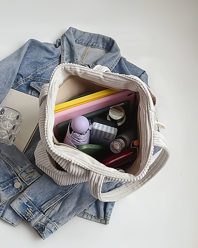Naya™ | Ribbed Tote Bag with Cord Detail