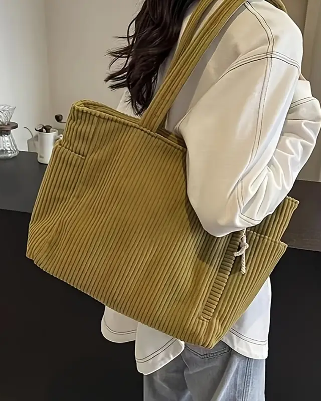 Naya™ | Ribbed Tote Bag with Cord Detail