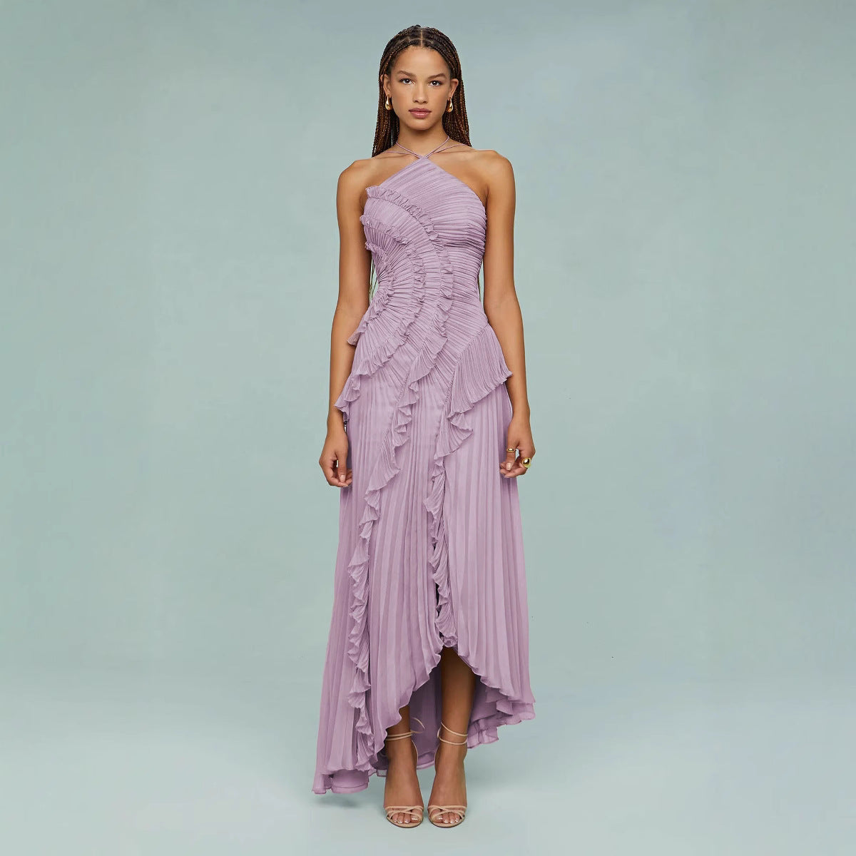 Nayla™ | Elegant Lilac Midi Dress