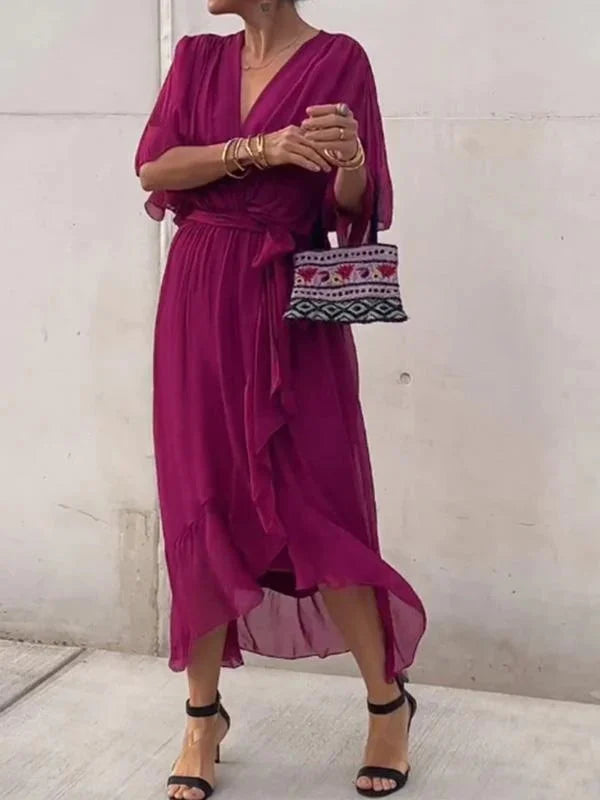 Aurelia™ | Silk Chiffon V-Neck Dress