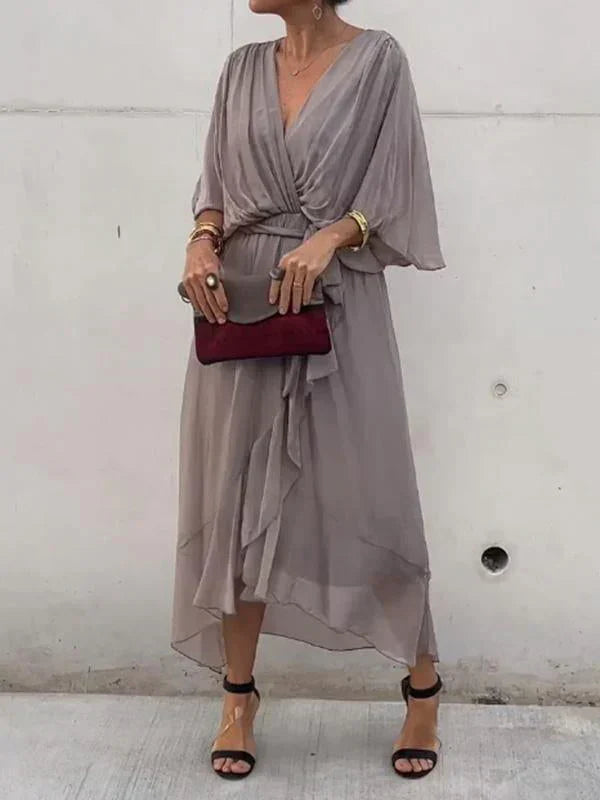 Aurelia™ | Silk Chiffon V-Neck Dress