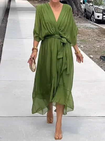 Aurelia™ | Silk Chiffon V-Neck Dress