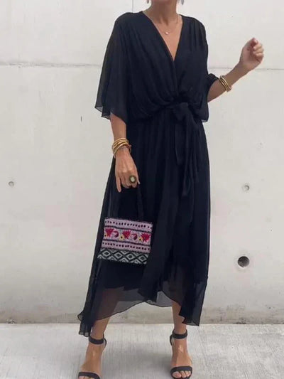 Aurelia™ | Silk Chiffon V-Neck Dress