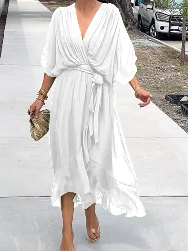 Aurelia™ | Silk Chiffon V-Neck Dress