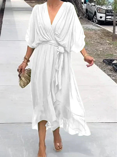 Aurelia™ | Silk Chiffon V-Neck Dress