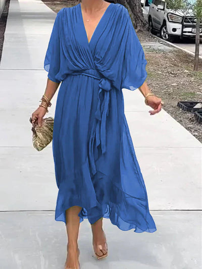 Aurelia™ | Silk Chiffon V-Neck Dress