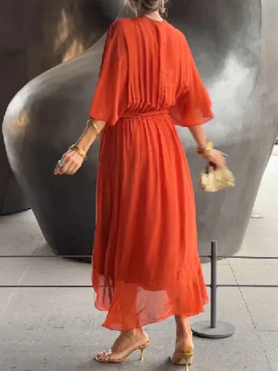 Aurelia™ | Silk Chiffon V-Neck Dress