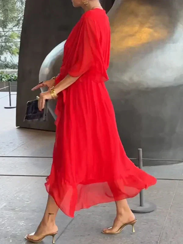 Aurelia™ | Silk Chiffon V-Neck Dress
